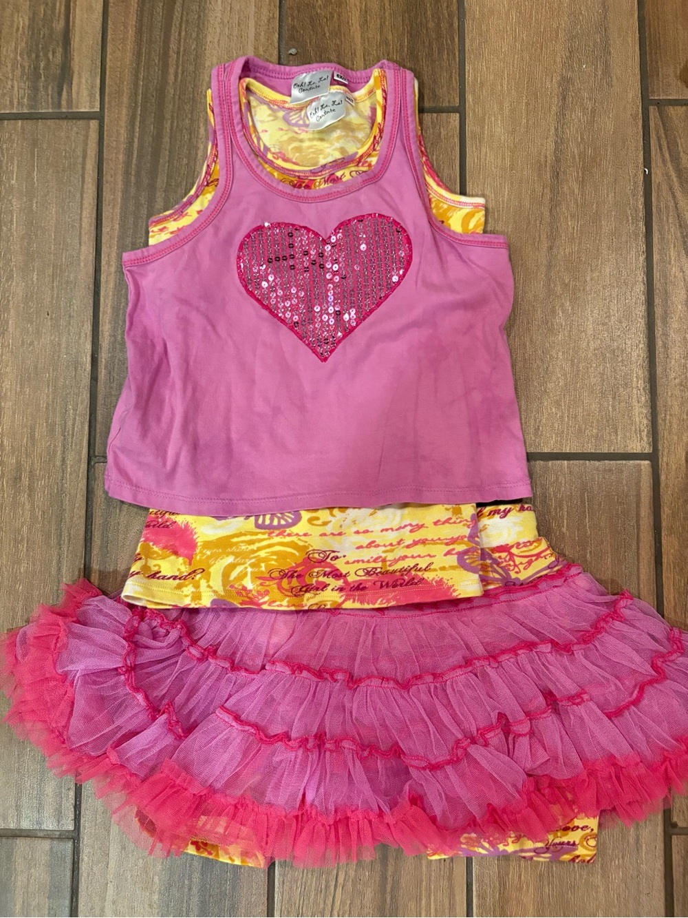 Pink Sequin Heart Tank & Tulle Skirt Kids Costume